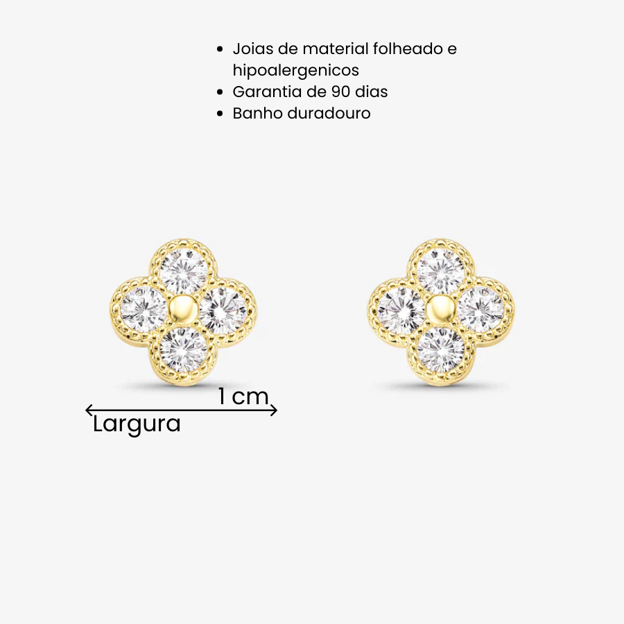 Brinco Trevo Folheado a Ouro 18K