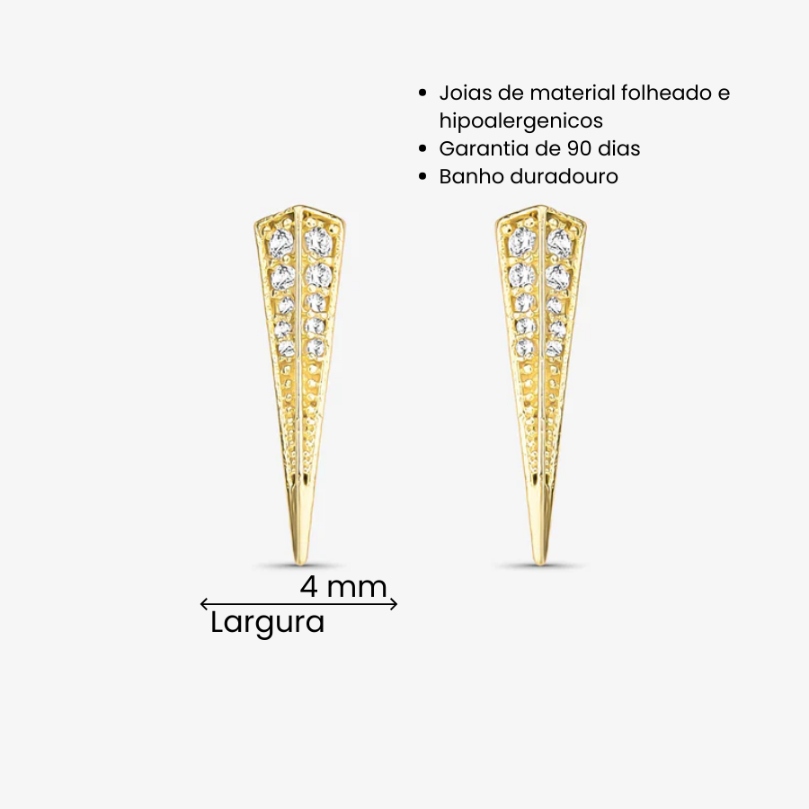 Brinco Avião Cravejado Folheado a Ouro 18K