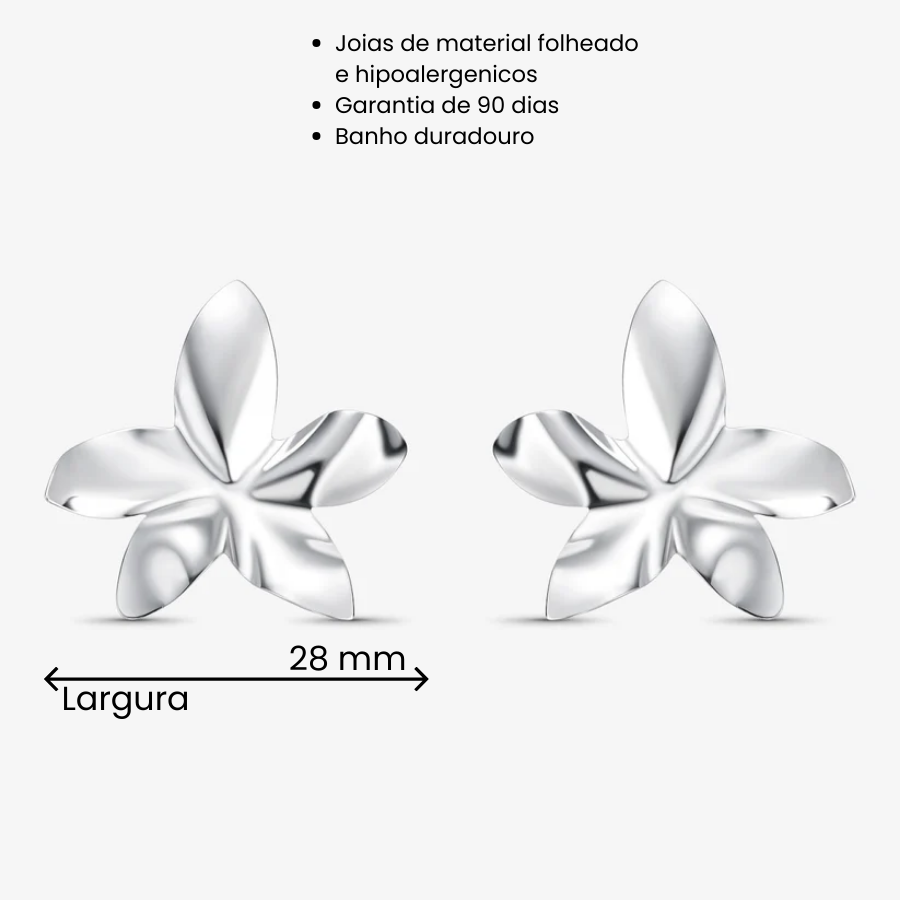 Brinco Orquídea Cinco Pétalas Folheado a Prata