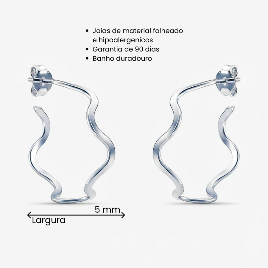 Brinco Argola Zigue-Zague 30mm Folheado a Prata