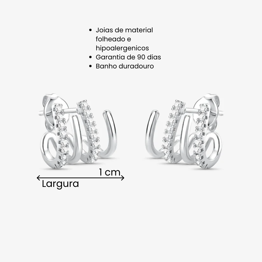 Brinco Garra Cravejada Folheado a Prata