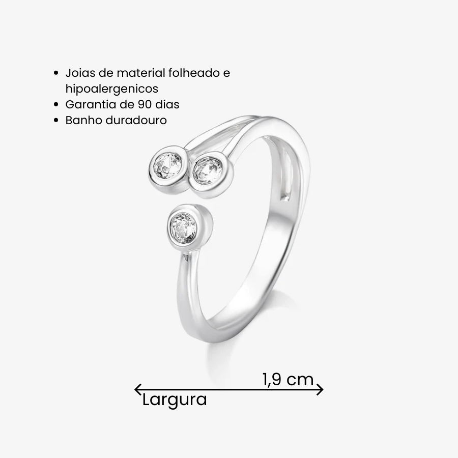 Anel Regulável Três Zircônias