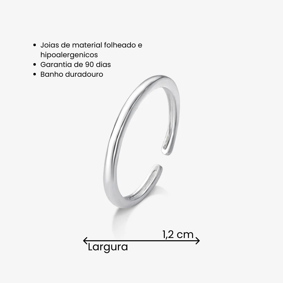Anel Regulável Liso Folheado a Prata