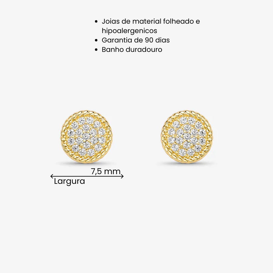 Brinco Circulo Achatado Folheado a Ouro 18k