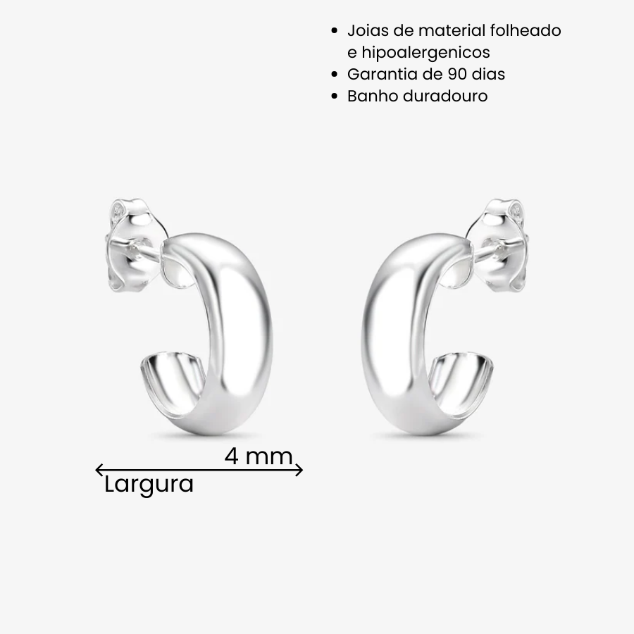 Brinco Argola Lisa 4mm Folheado a Prata