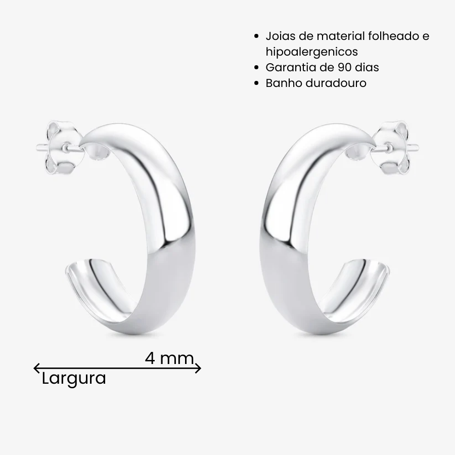 Brinco Argola Abaulada Folheado a Prata