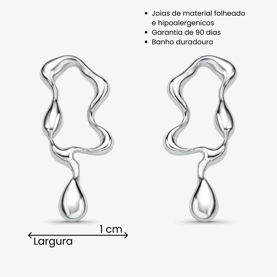 Brinco Formato Orgânico Folheado a Prata