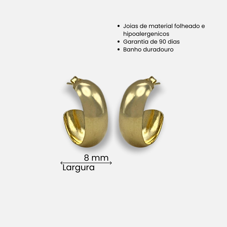Brinco Argola Lisa Redondo com Tarraxa 22mm Folheado a Ouro 18k