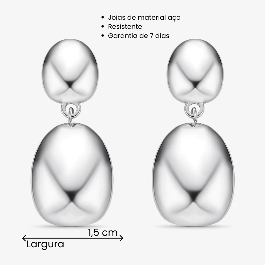 Brinco Aço Gota Dupla