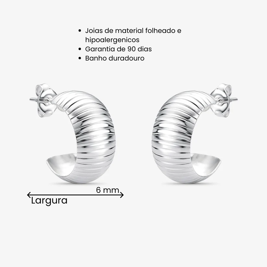 Brinco Argola Texturizada Folheado a Prata