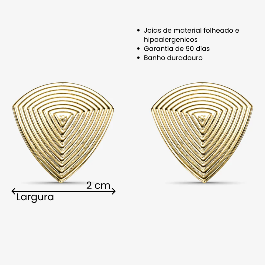 Brinco Triângulo Texturizado Folheado a Ouro 18k