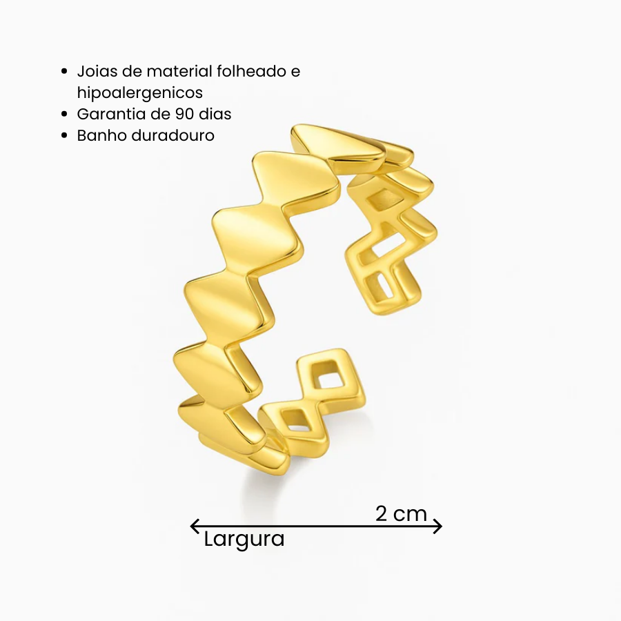 Anel Regulável Coroa Folheado a Ouro 18k