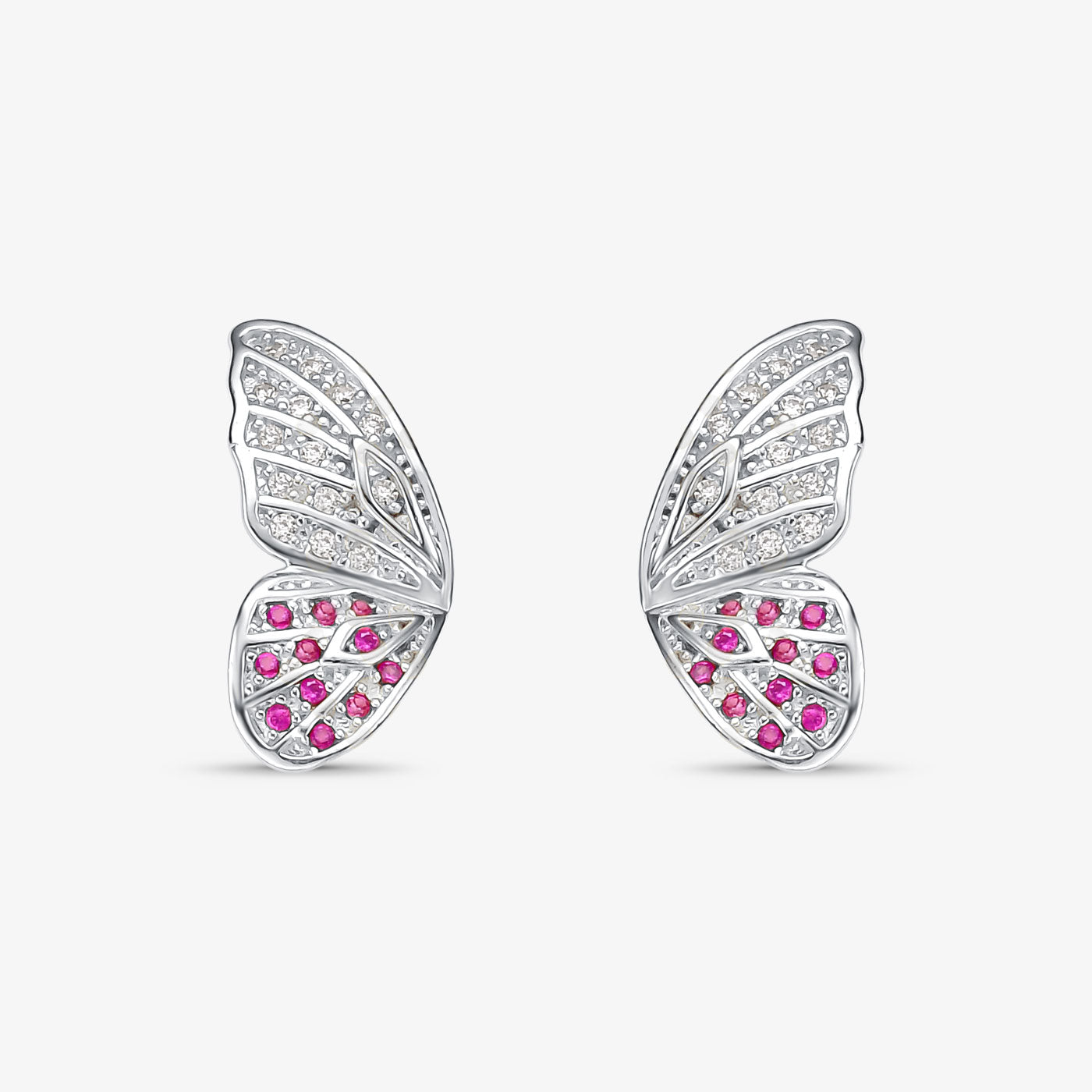 Brinco Asa de Borboleta Cravejada Folheado a Prata