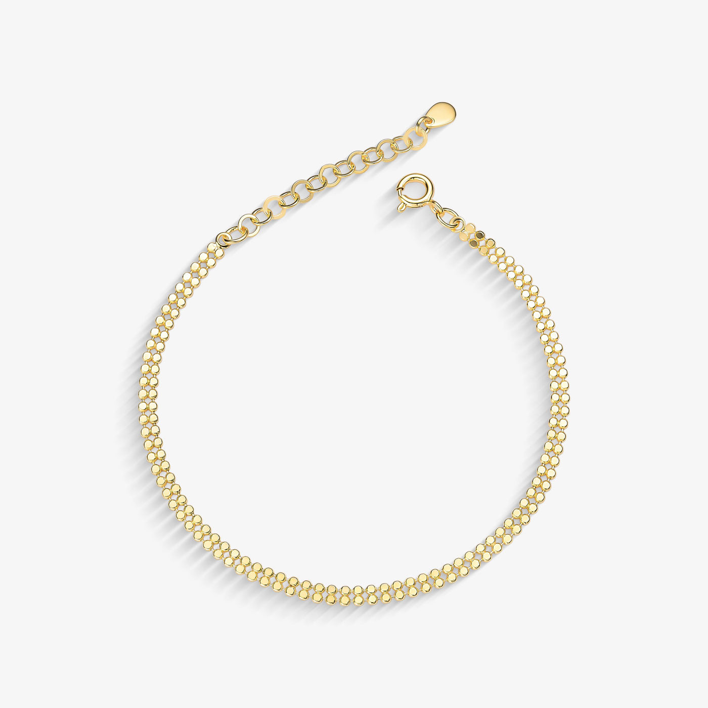 Pulseira Fileira Dupla de Bolinhas Achatadas Folheado a Ouro 18k