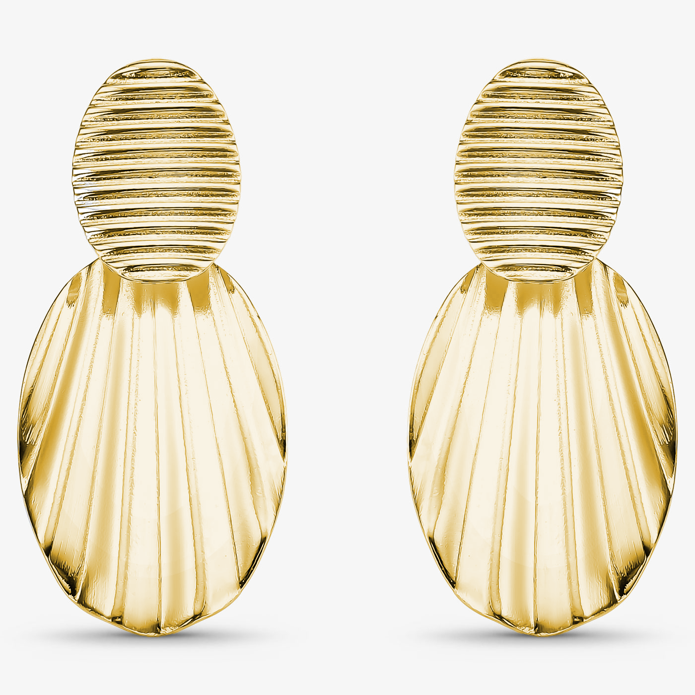 Brinco Oval Texturizado Orgânico Folheado a Ouro 18k