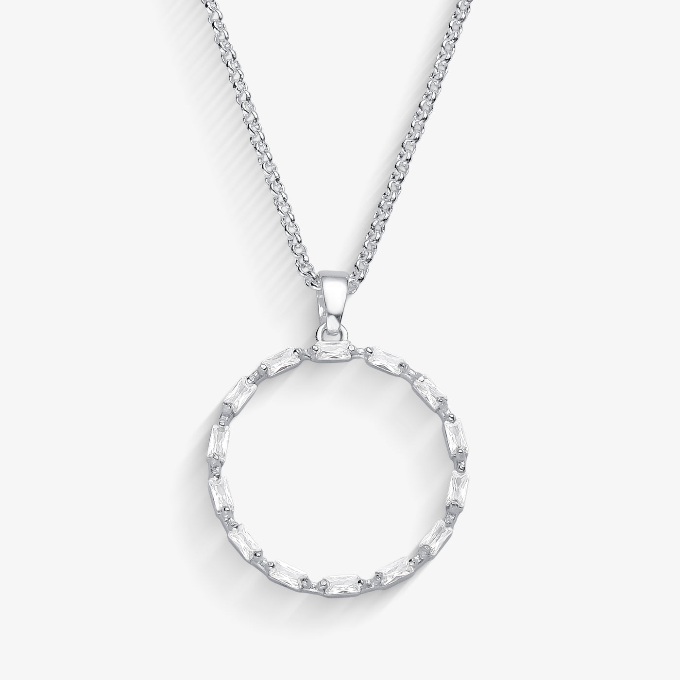 Colar Círculo de Zircônia Folheado a Prata