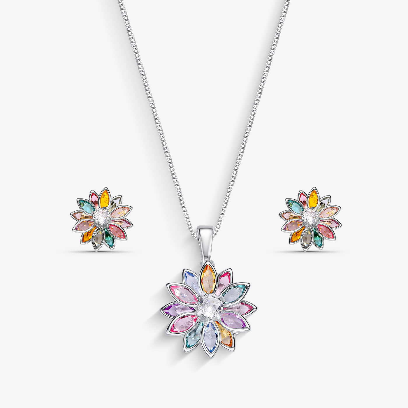Conjunto Flor de Cristal Colorida