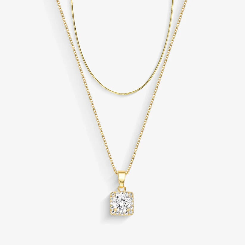 Kit Colar Quadrado e Colar Rabo de Rato Folheado a Ouro 18k