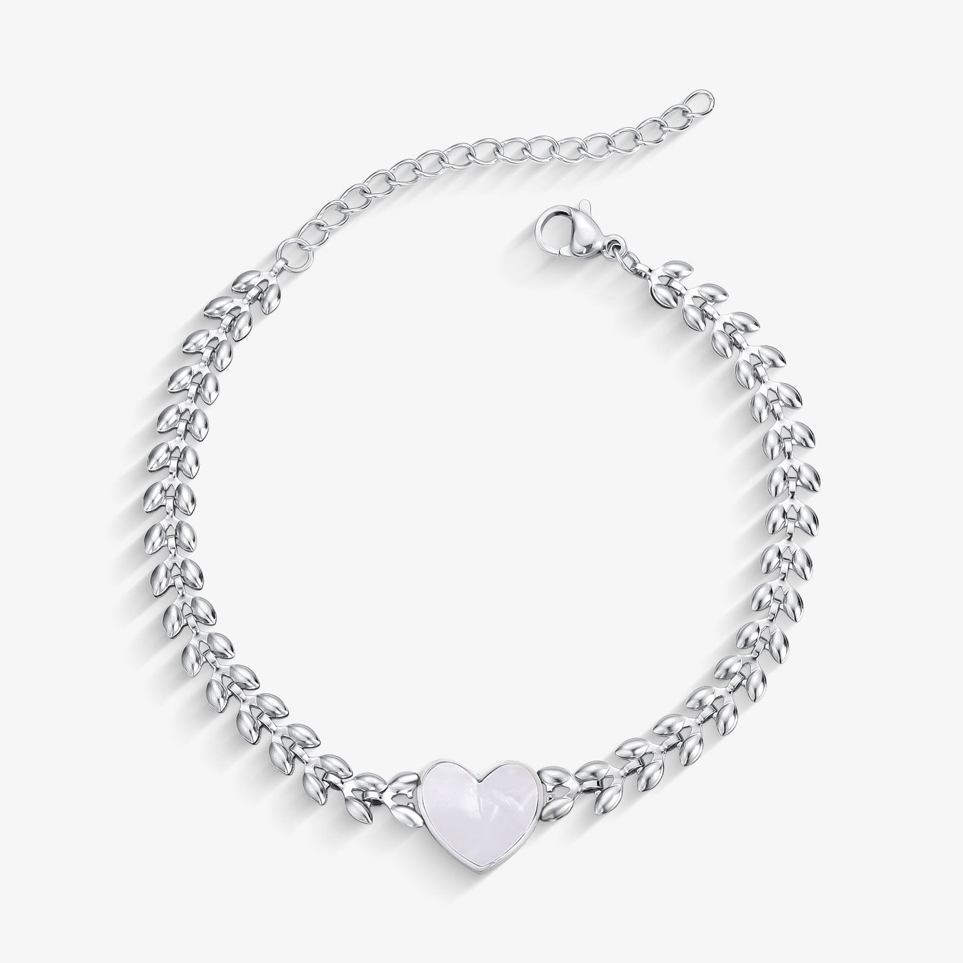 Pulseira Aço Escama e Coração