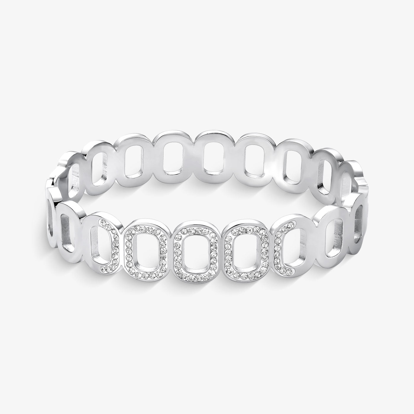 Bracelete Oval Cravejado em Aço