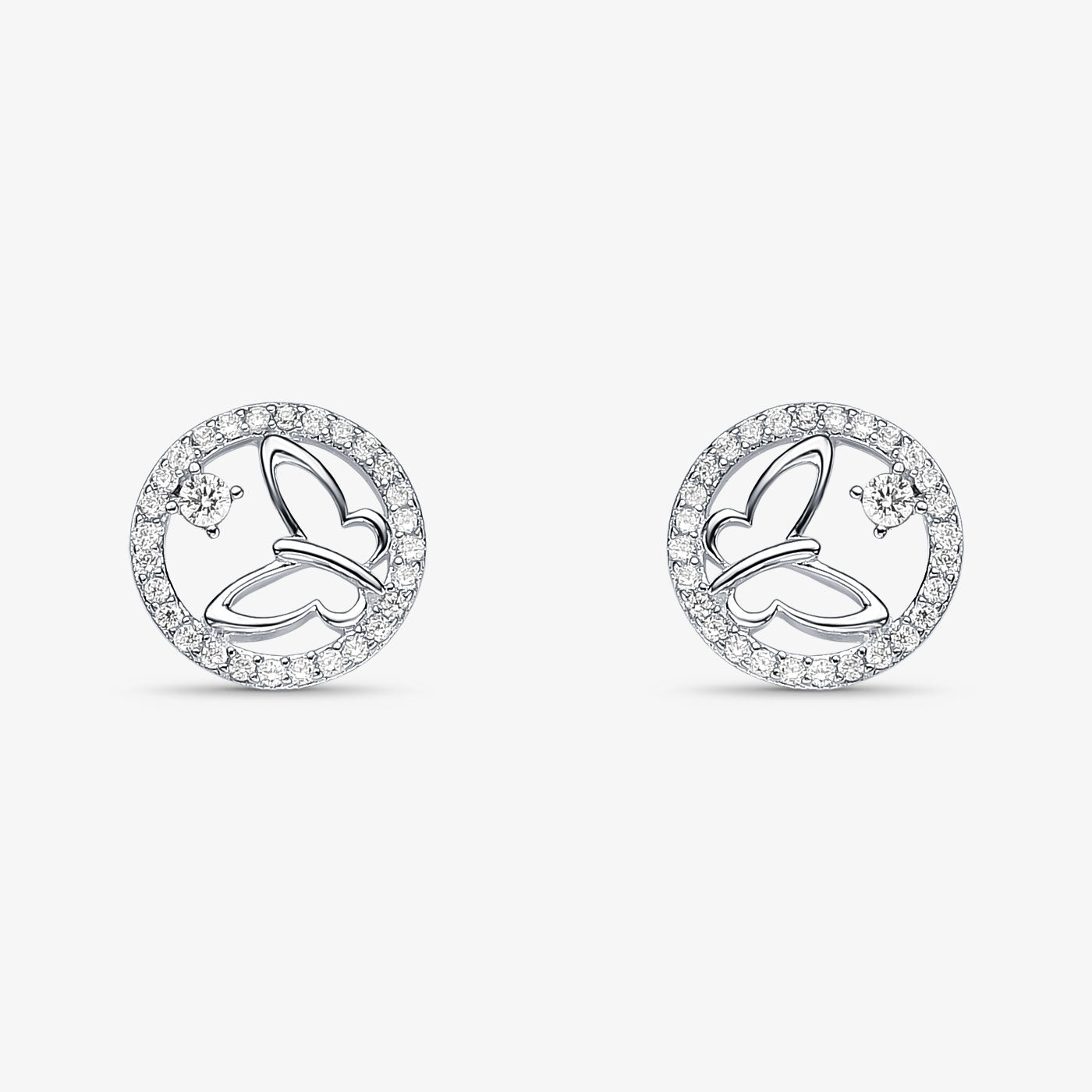 Brinco Borboleta com Borda Cravejada Folheado a Prata