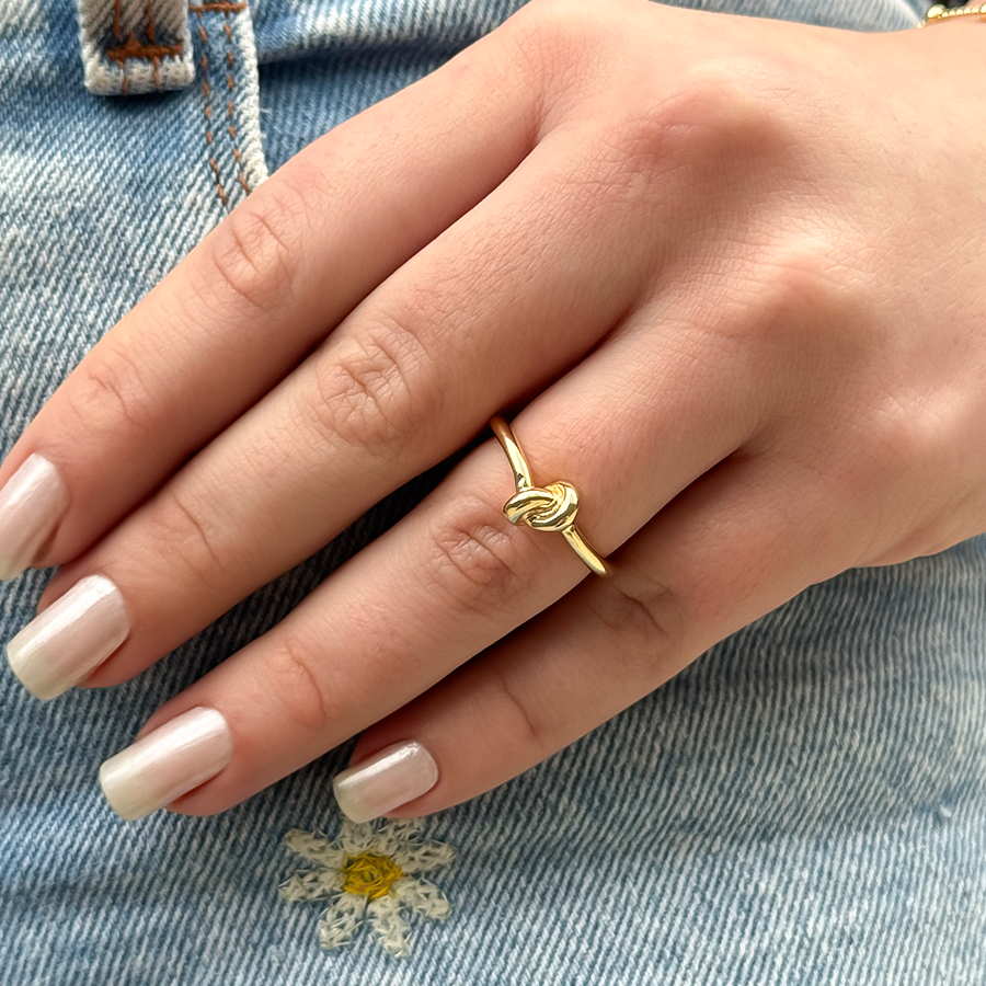 Anel Regulável Nó Folheado a Ouro 18k