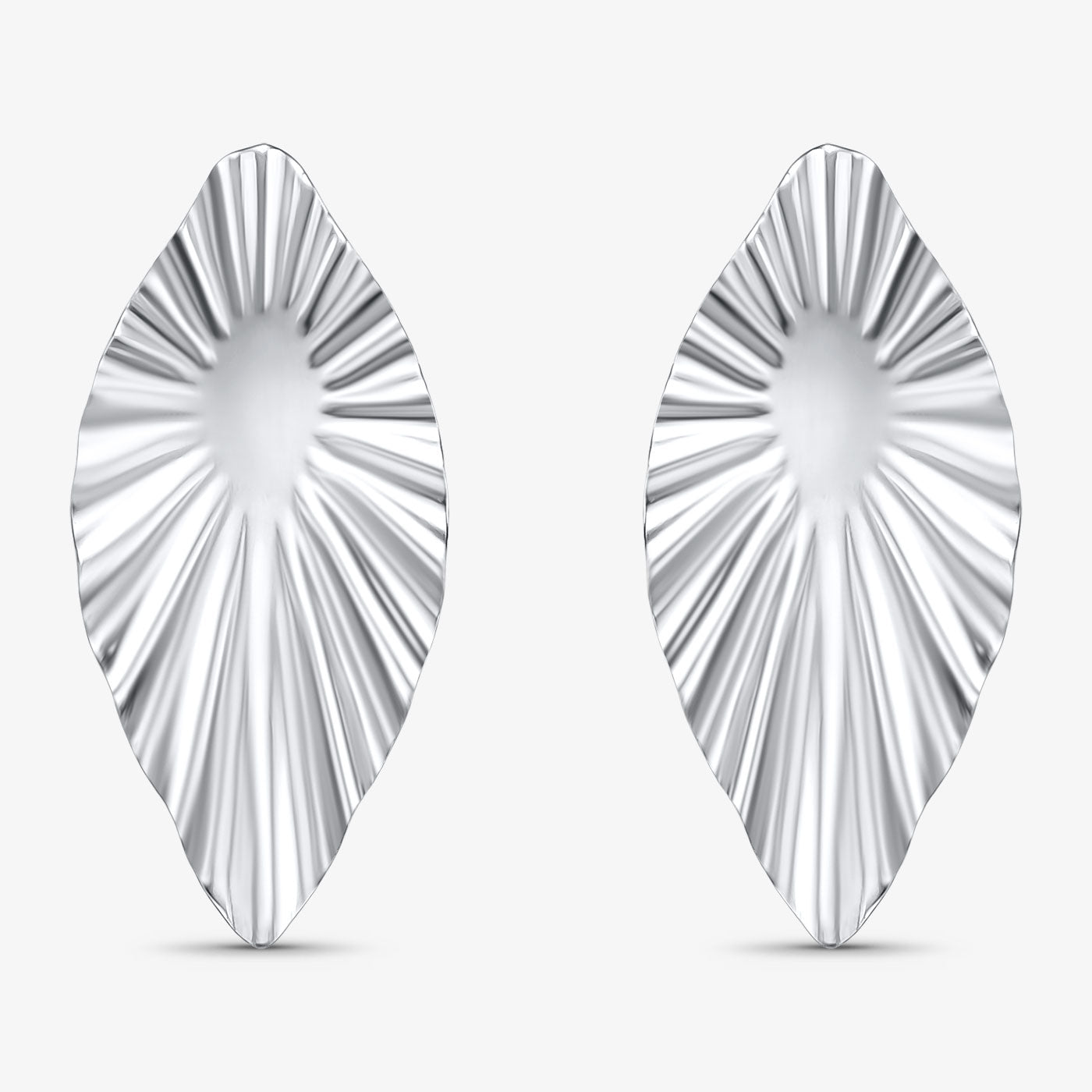 Brinco Orgânico Folha Texturizada Folheado a Prata