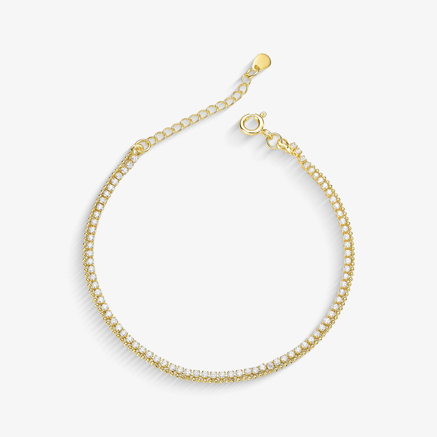 Pulseira Dupla Elo bolinha com Zircônia Folheado a Ouro18k