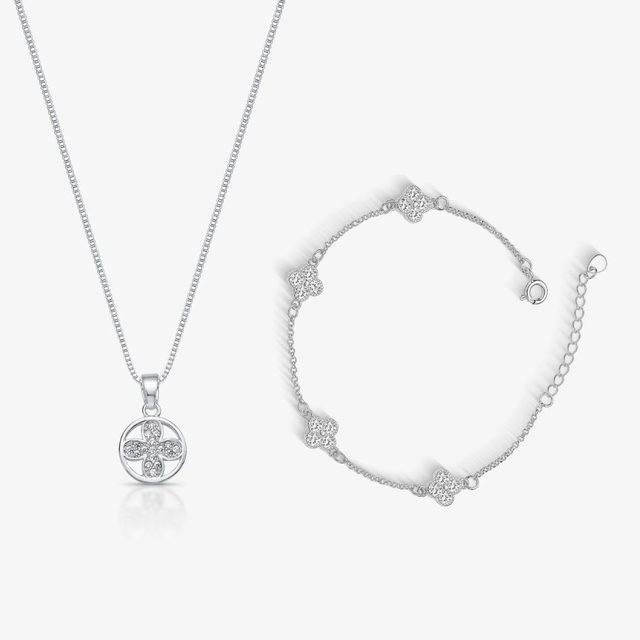 Conjunto Amuleto da Sorte Folheado a Prata