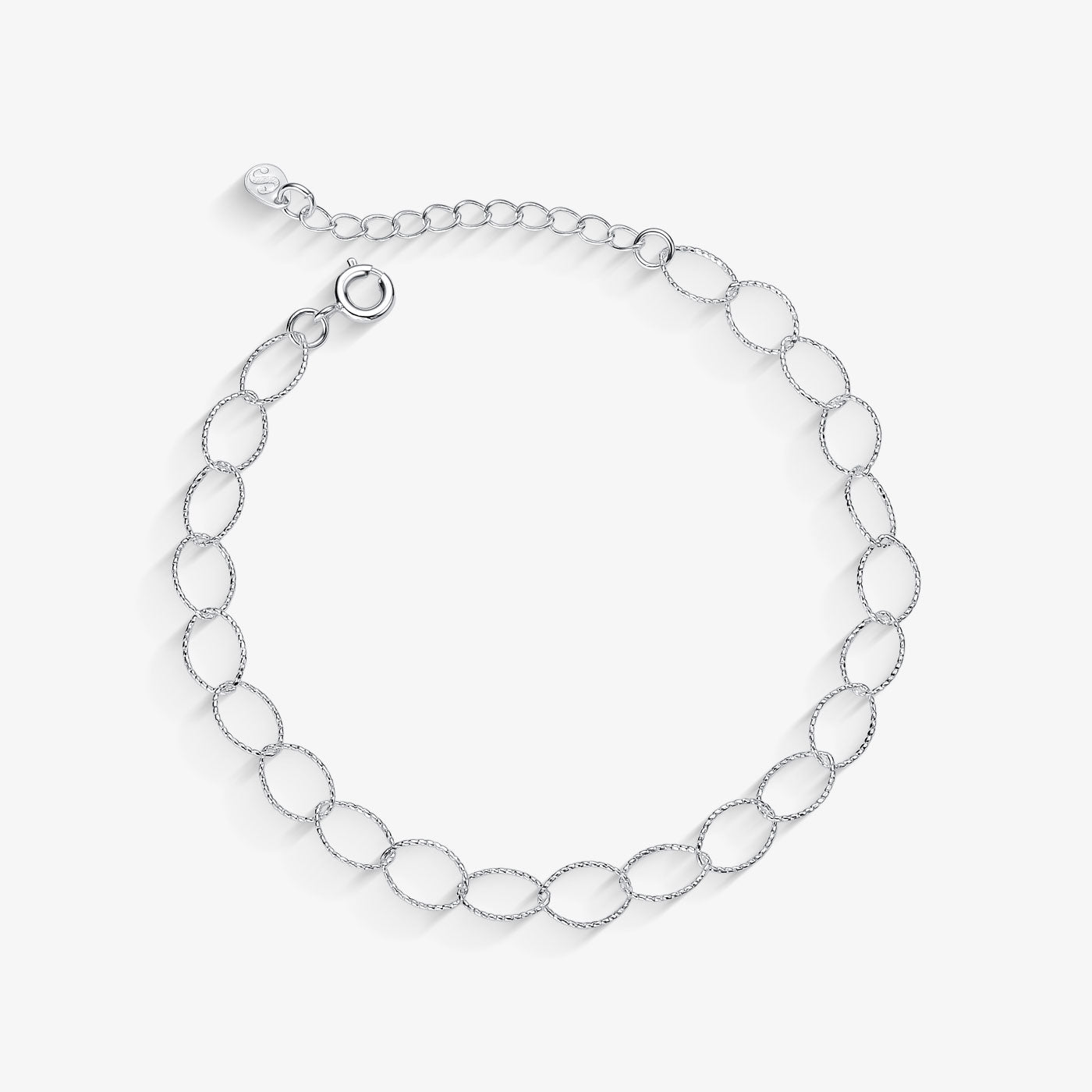 Pulseira Elo Oval Texturizado Folheado a Prata