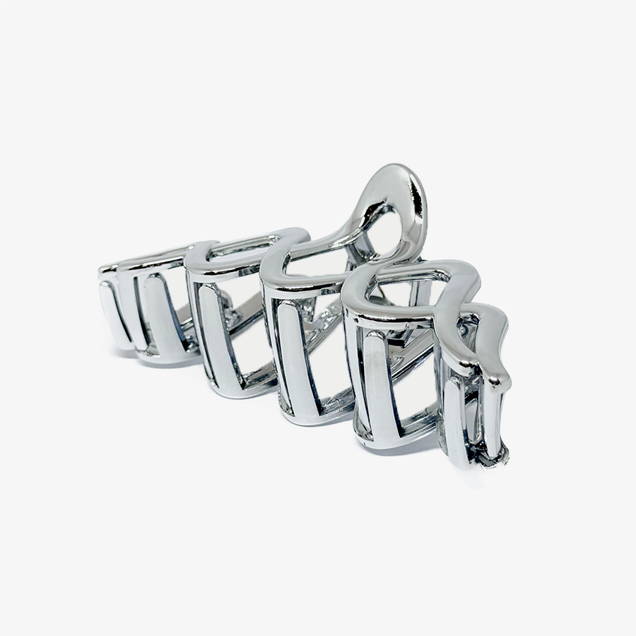 Piranha Prata Ondas Entrelaçada de Plástico