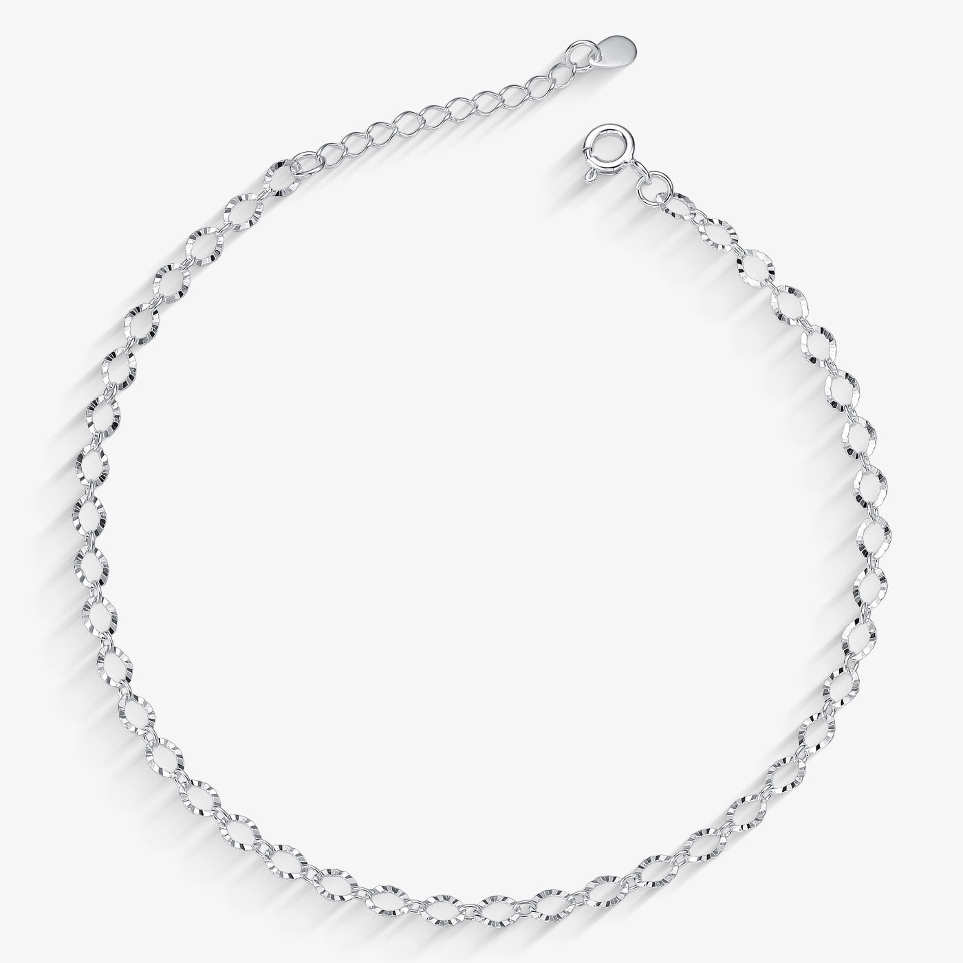 Tornozeleira Elo Português Texturizado Folheado a Prata