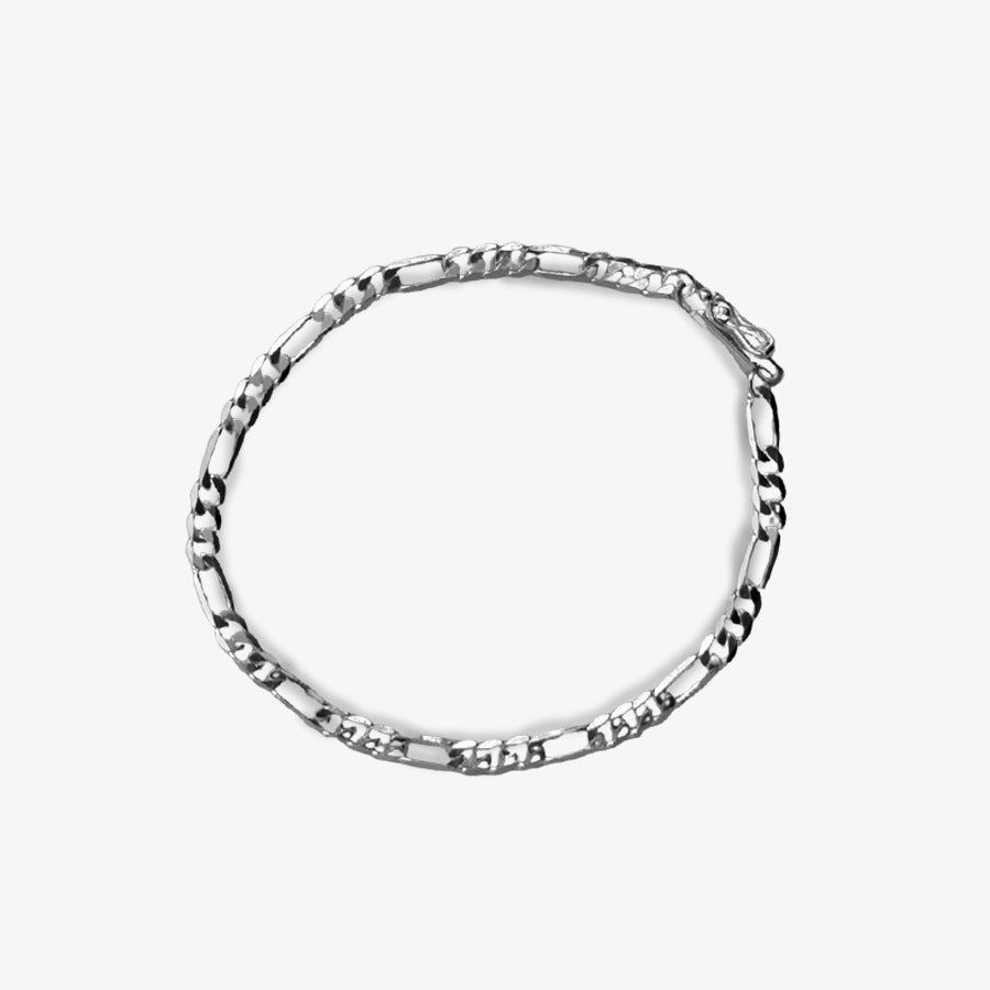 Pulseira Masculina Elo Figaro 4mm Folheado a Prata