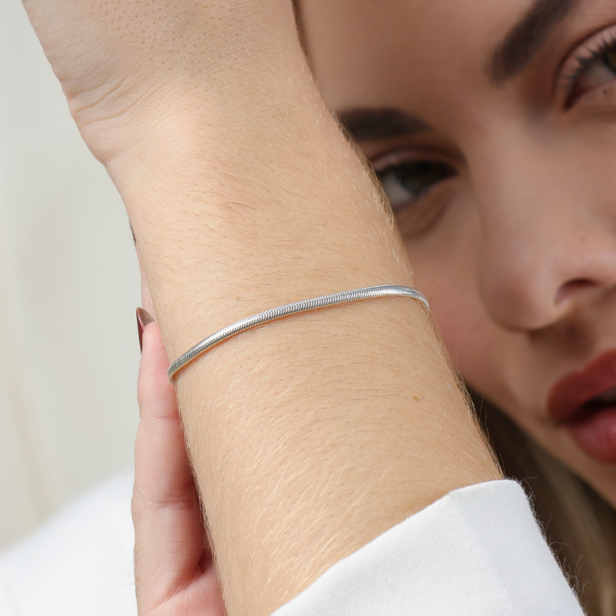 Pulseira Lacraia 2,5mm Folheado a Prata