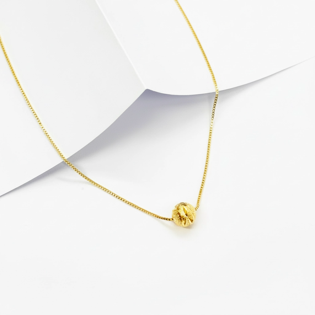 Colar Pomo Veneziana com Bolinha Folheado a Ouro 18k