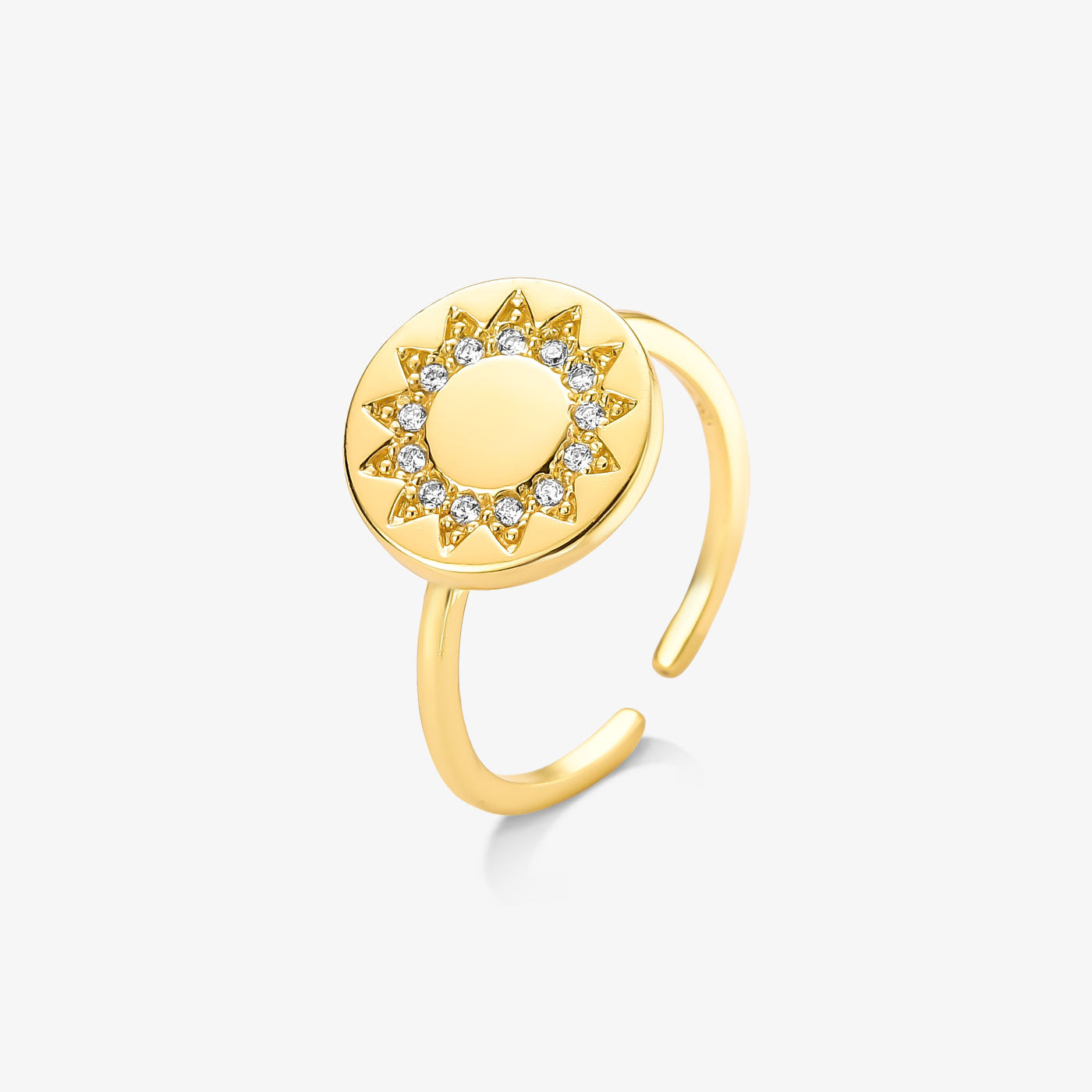 Anel Regulável Solar Folheado a Ouro 18k