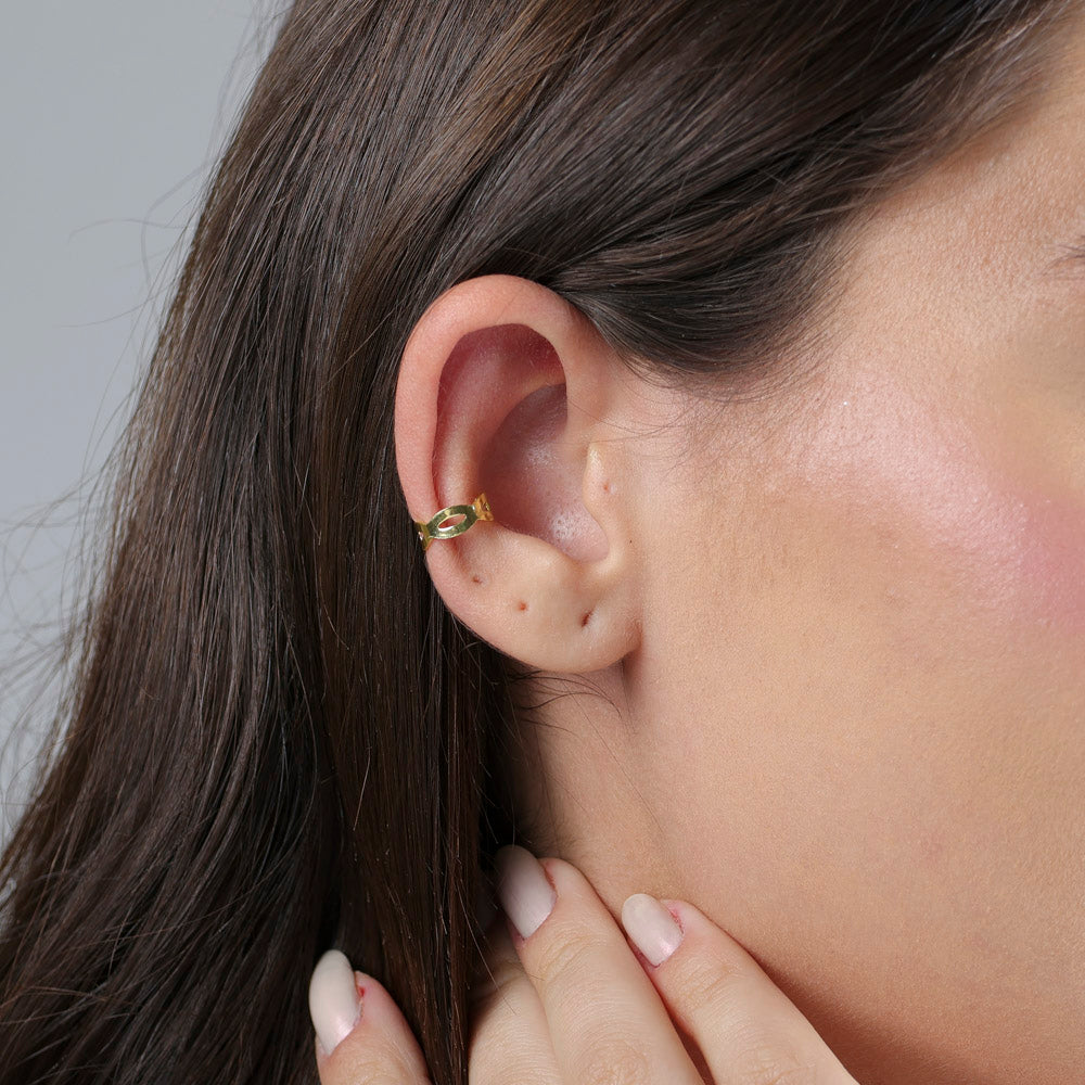 Piercing Fake Entrelaçado Folheado a Ouro 18k