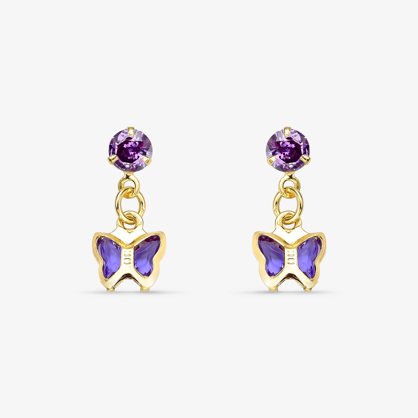 Brinco Infantil Borboleta Lilás Folheado a Ouro 18k