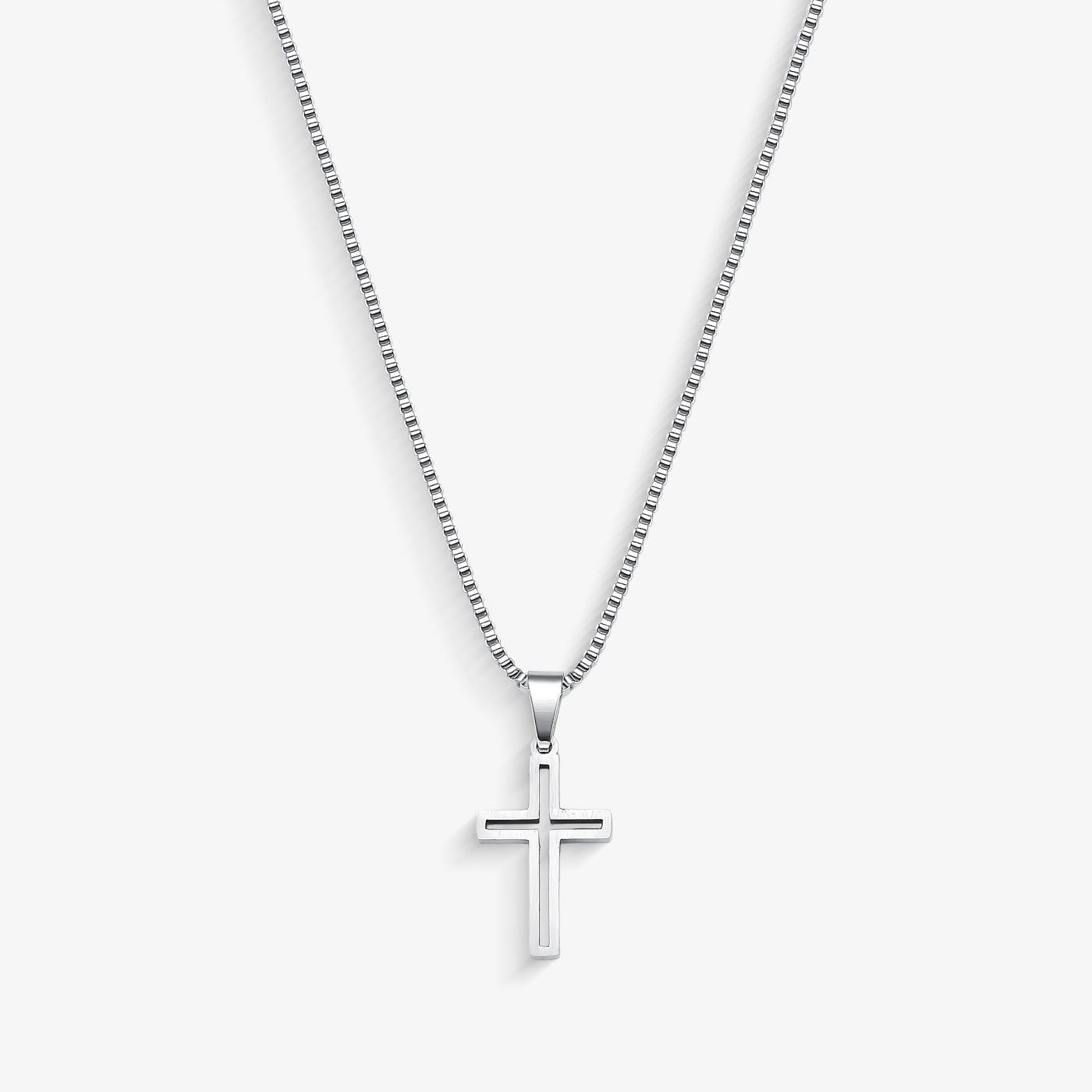 Corrente de Aço Masculina Cruz Vazada 70cm