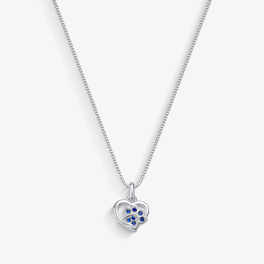 Colar Coração com Patinha de Zircônias Azul