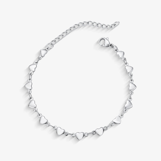 Pulseira Aço Base Corações