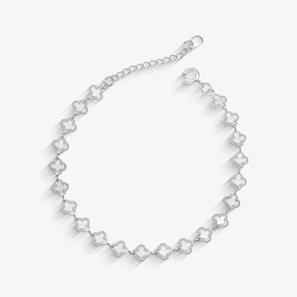 Pulseira Trevo Chapinha Vazado Folheado a Prata