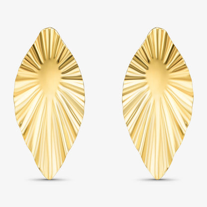 Brinco Orgânico Folha Texturizada Folheado a Ouro 18k