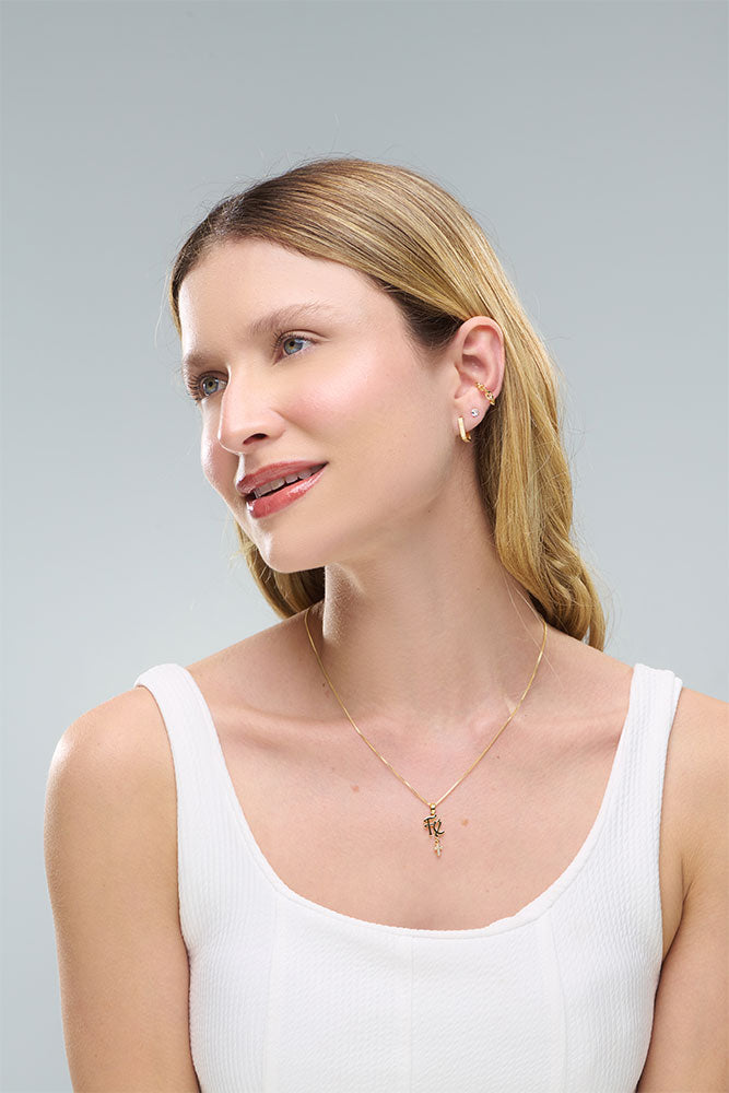 Brinco Zircônia Redondo 4mm Folheado a Ouro 18k