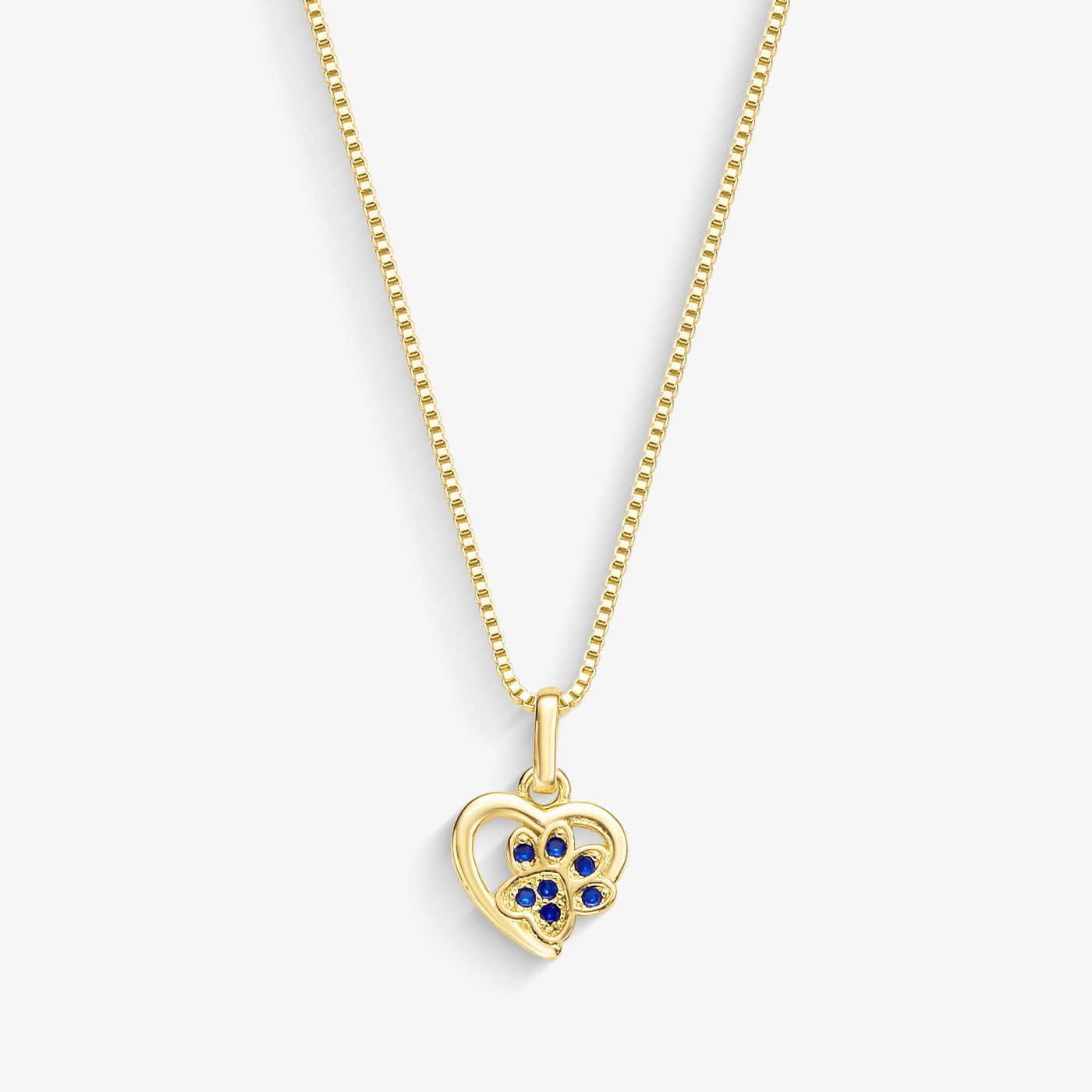 Colar Coração com Patinha de Zircônias Azul Folheado a Ouro18k