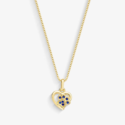 Colar Coração com Patinha de Zircônias Azul Folheado a Ouro18k