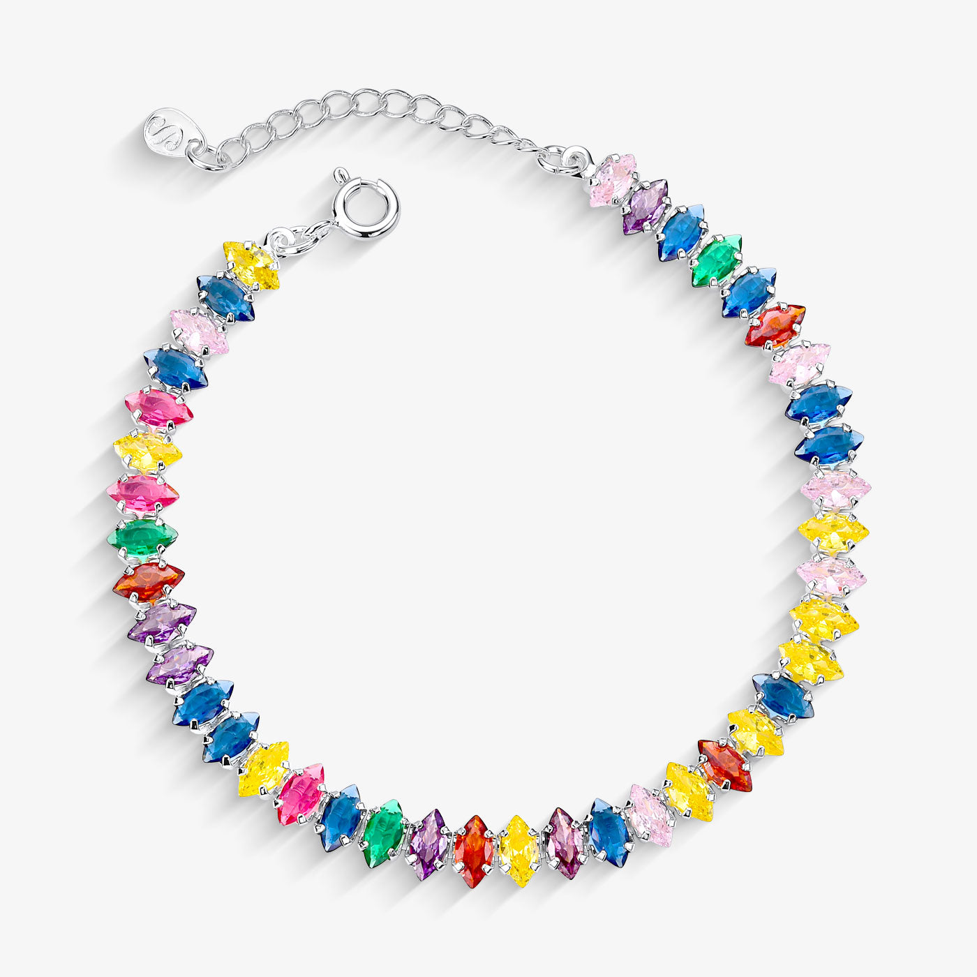 Pulseira Navetes Colorido Folheado a Prata