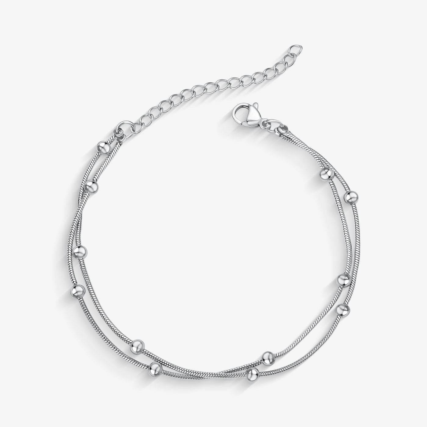 Pulseira Dupla Aço Bolinha