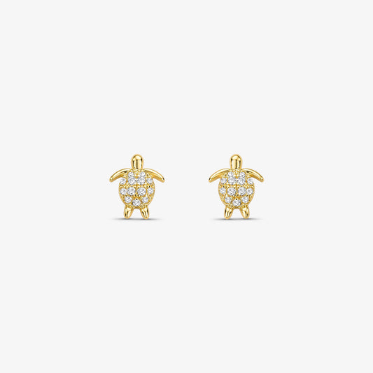 Brinco Tartaruga Cravejada Folheado a Ouro 18k