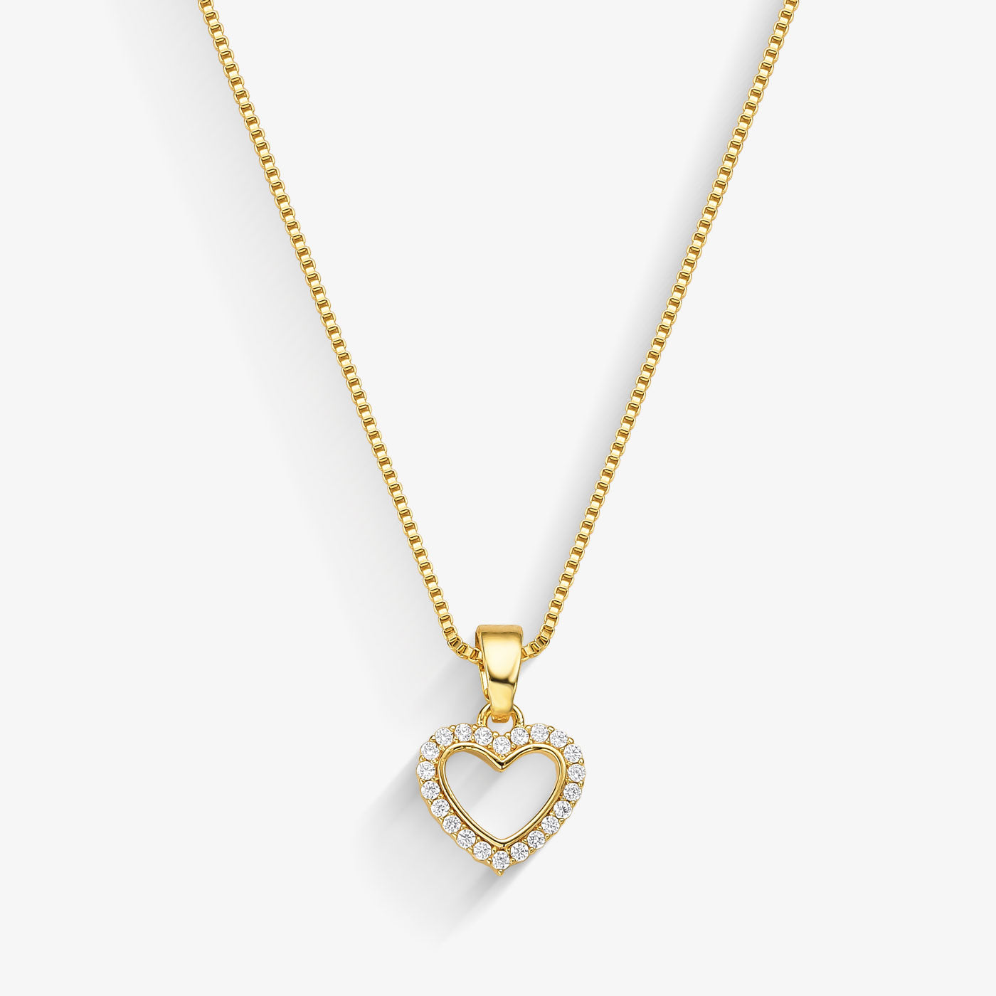 Colar Mini Coração Vazado Cravejado Folheado a Ouro 18k